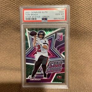 PSA 10 Donruss Elite Tom Brady Star Status green case hit